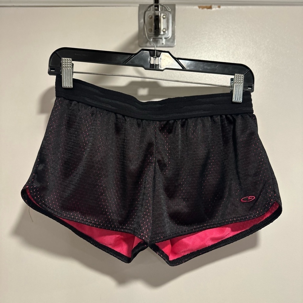 Champion C9 athletic mesh running Pull On Lightweight Booty shorts black pink.